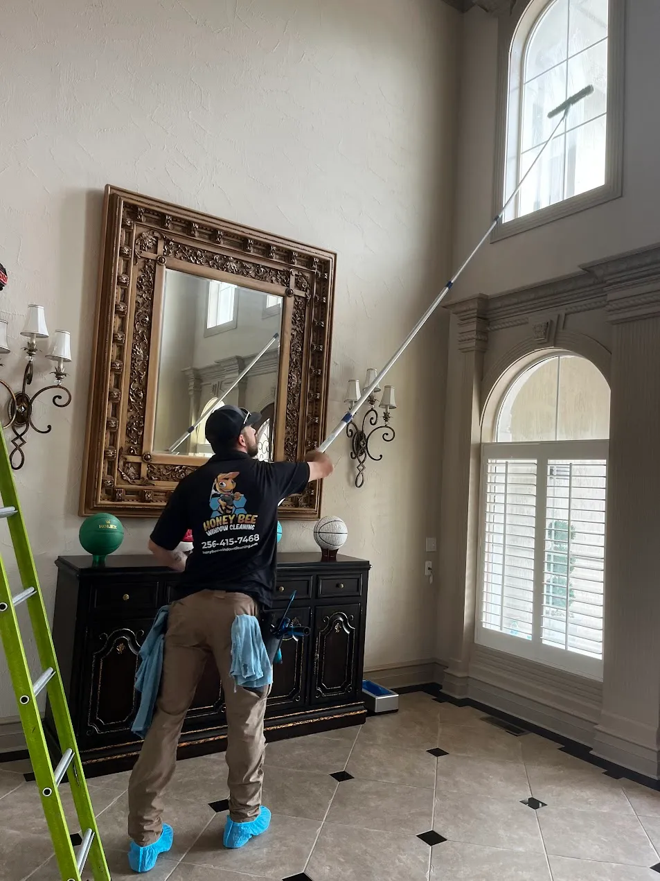Mopped, then bladed dry — HoneyBee window cleaning
