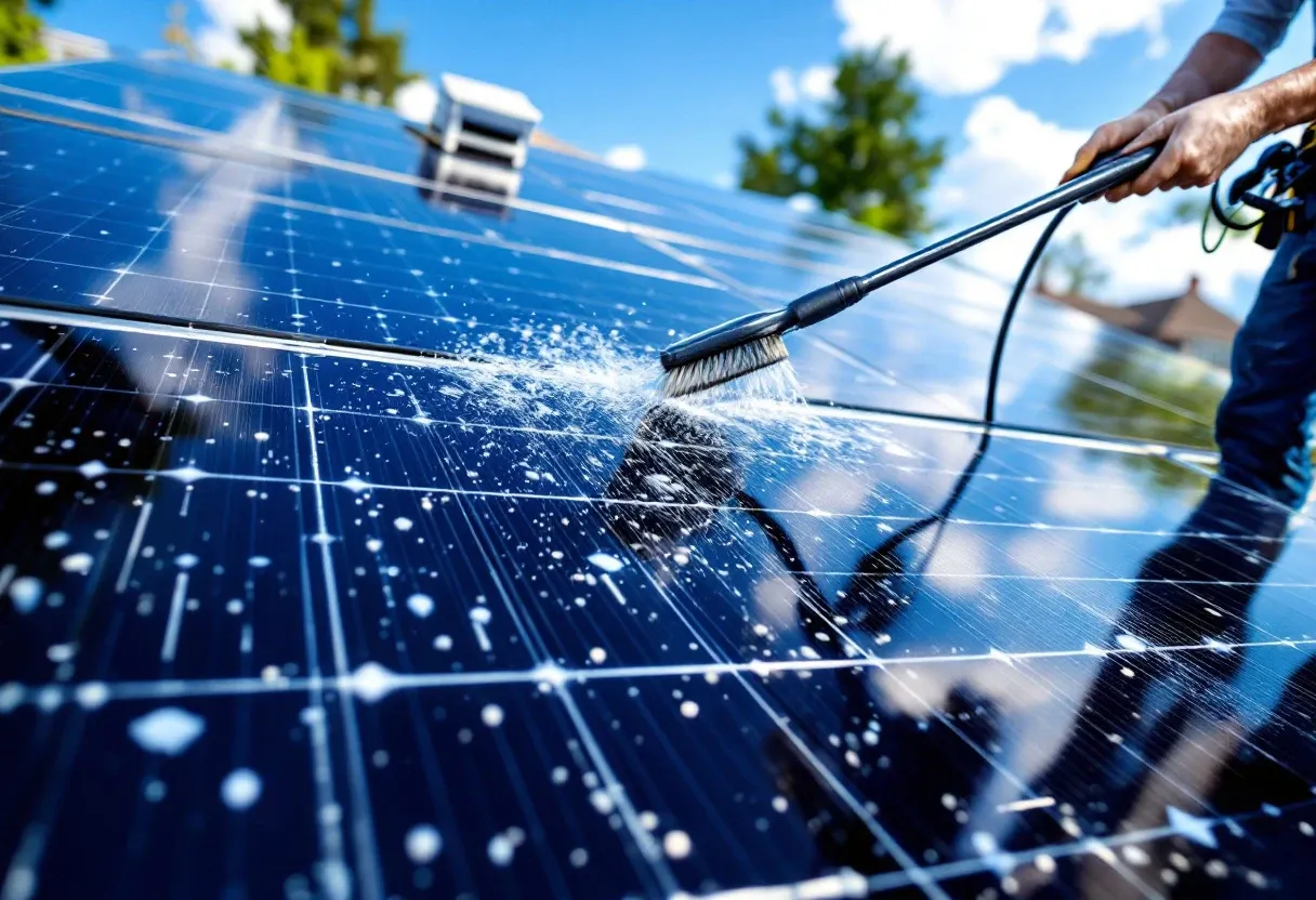 Solar panel cleaning by HoneyBee in the Shoals